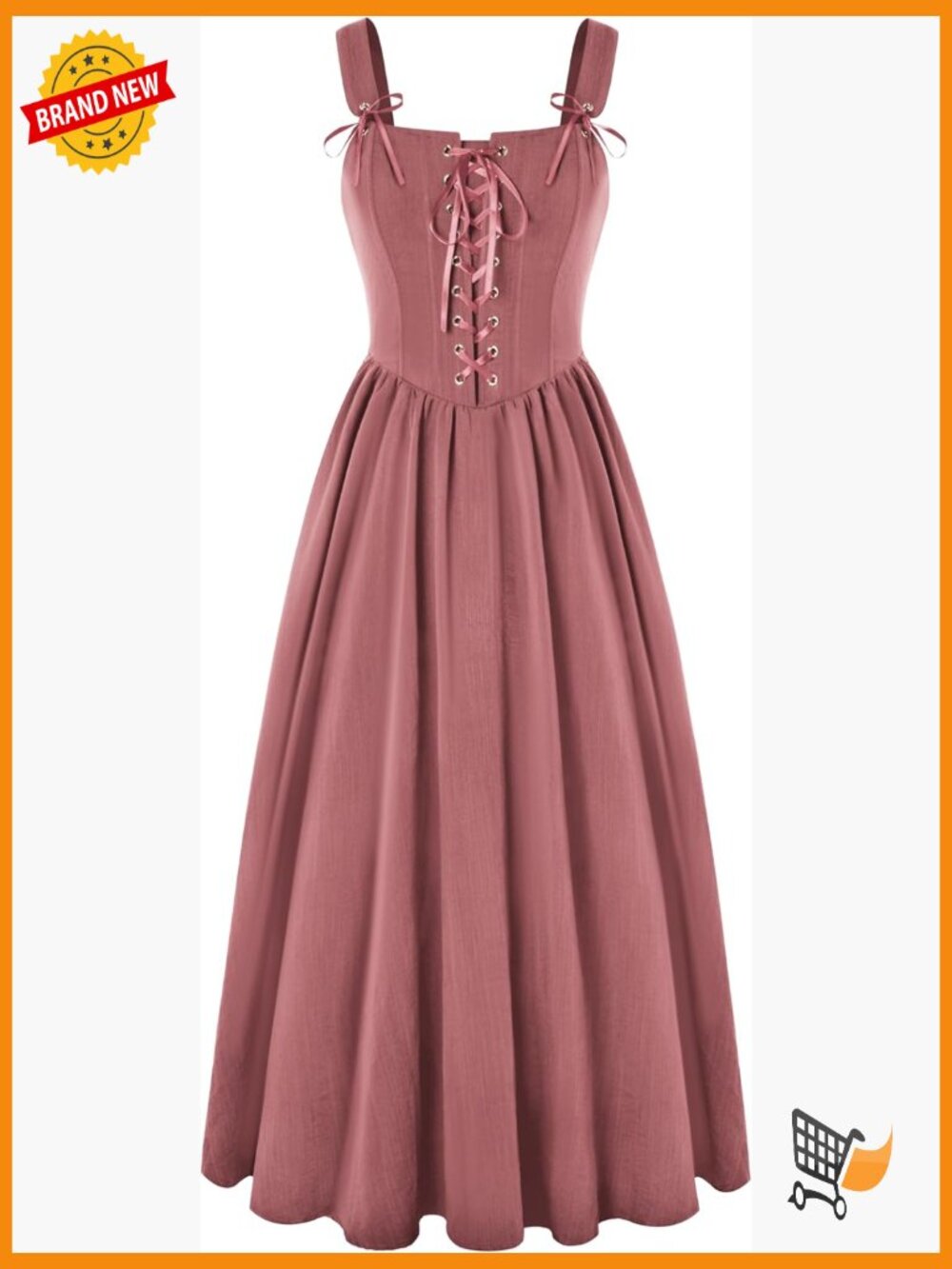Sleeveless Lace-Up Corset Dress Renaissance Medieval Costume Long